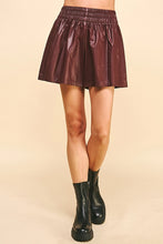 High Waist Pull Up Leather Shorts in Burgundy