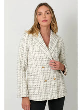 Double Breasted Tweed Jacket in Ivory and Gold