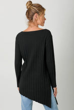 Black Pleated Diagonal Cut Sweater