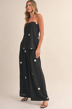 POLKA DOT TUBE TOP WITH SPLIT BACK AND WIDE PANTS