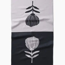 Black and white floral designs on a white background
