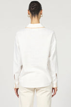 Adrianna Tencel Shirt White with Blanket Stitch