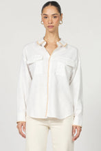 Adrianna Tencel Shirt White with Blanket Stitch