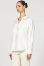 Adrianna Tencel Shirt White with Blanket Stitch