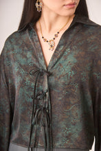 Long Sleeve Blouse with Shirt Collar and Tie & Button Front