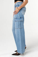 Sleek Denim Cargo in Light Wash