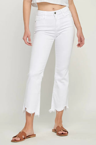 Happy Cropped Flare- White