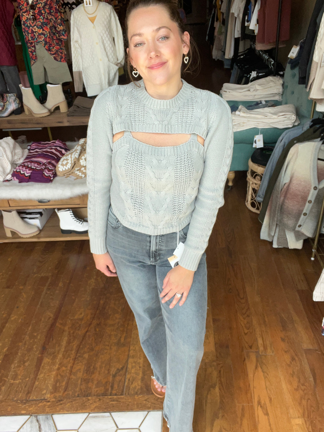 Light Grey Cut Out Sweater