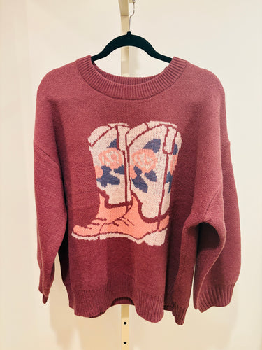 Cowboy Boots Oversized Sweater