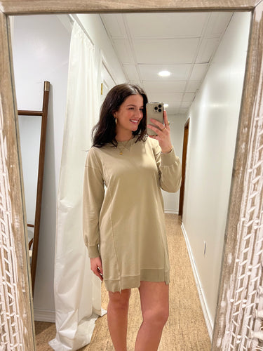 Seamed Sweatshirt Dress in Puddle