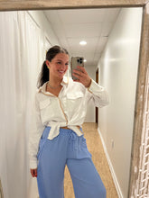 Adrianna Tencel Shirt White with Blanket Stitch
