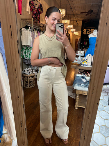 High Rise 33” Inseam Wide Comfort Flare with Seams