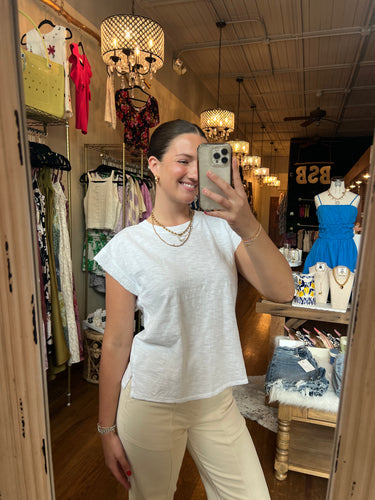 Mix Media Sleeveless Tee in White