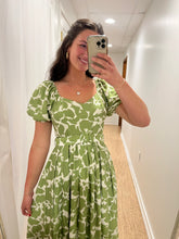 Rachel Midi Dress in Green Garden Party