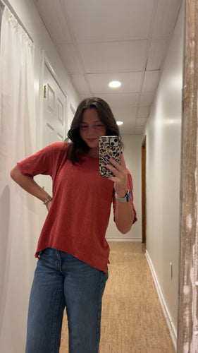 Half Sleeve Open Crew Crop Tee