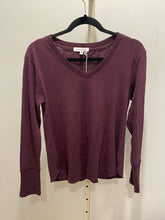 Long Sleeve Waffle Mix V-Neck Top