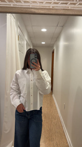 Long Sleeve Crop Shirt in Offwhite