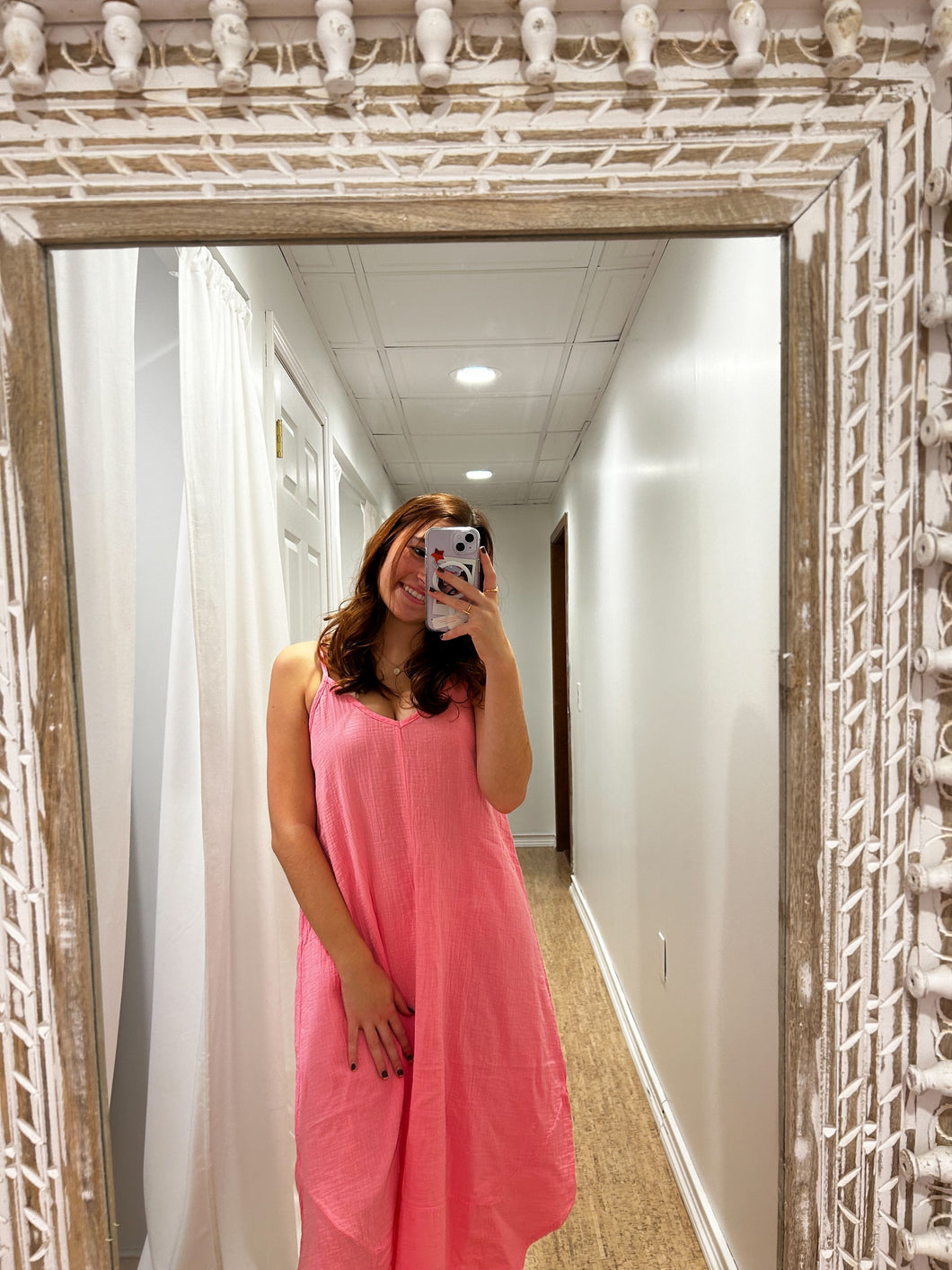 Handkerchief Maxi Dress in Pink