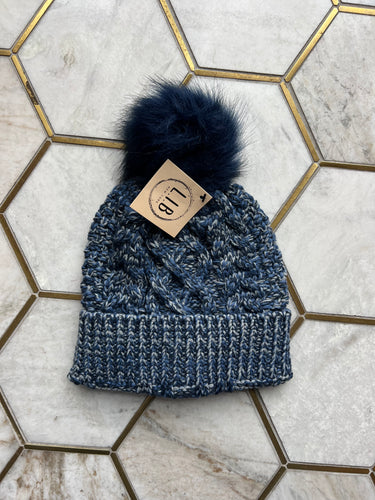 Knit Beanie with Faux Fur Pom