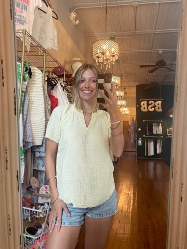 Split Ruffle Neck Top