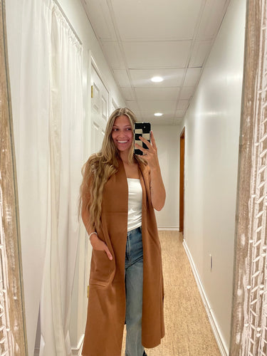 Sleeveless Open Knitted Cardigan