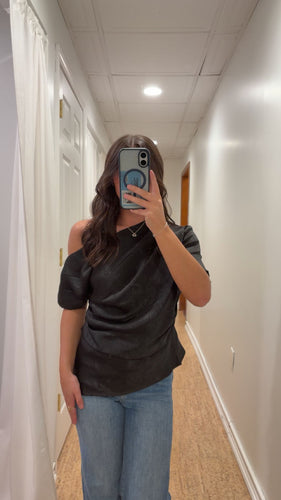 Asymmetrical One Shoulder Black Top