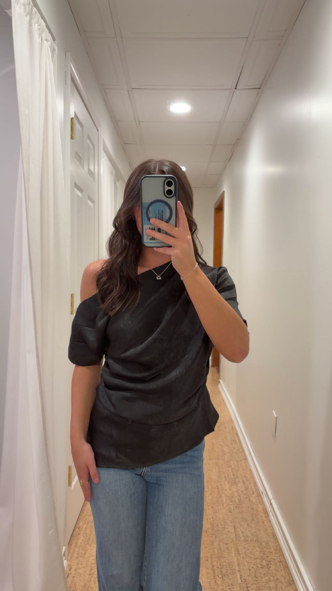 Asymmetrical One Shoulder Black Top