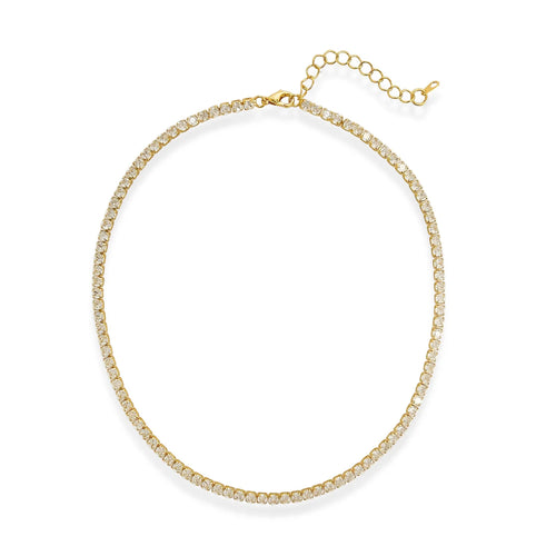 Water Resistant Gold/Rhodium Plated Cubic Zirconia Tennis Necklace