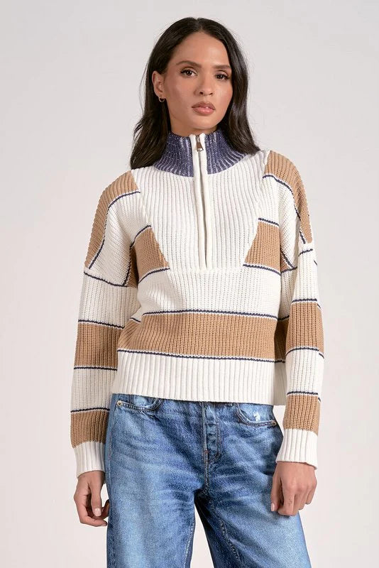 Sloan Sweater in Camel Stripe