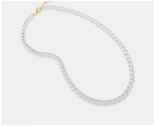 White Enamel Curb Chain Necklace