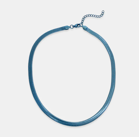 Metallic Blue Herringbone Chain