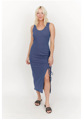 Ribbed Shane Dress in Blue