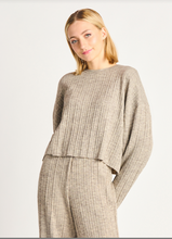 Wide Ribbed Sweater Top in Taupe