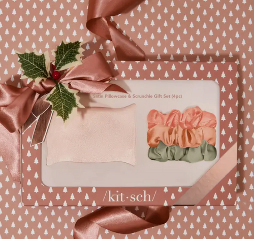 Holiday Satin Pillow Case and Scrunchie Gift Set