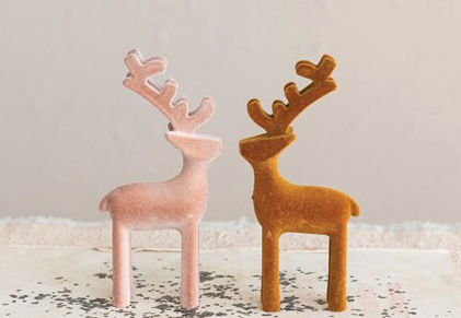 Flocked Plastic Reindeer