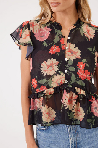 Chiffon Shelby Top in Ginger Floral