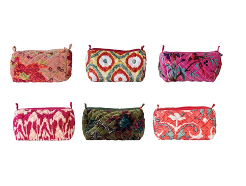 Quilted Cotton Velvet Zp Pouch, Dop Kit