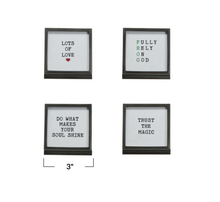 Metal and Glass Frame easel and Saying - 3inch