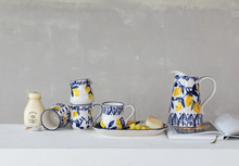 Stoneware Pitcher with Hand-painted Lemon