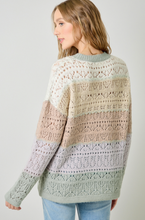Colorblocked Pointelle Sweater in Ivory Oatmeal