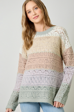 Colorblocked Pointelle Sweater in Ivory Oatmeal