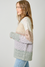Colorblocked Pointelle Sweater in Ivory Oatmeal
