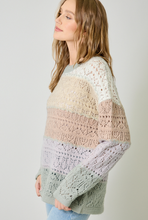 Colorblocked Pointelle Sweater in Ivory Oatmeal
