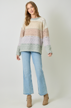 Colorblocked Pointelle Sweater in Ivory Oatmeal