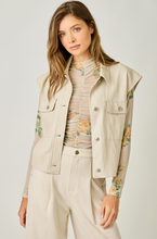 Faux Leather Vest in Oatmeal