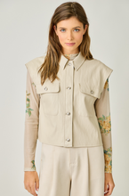 Faux Leather Vest in Oatmeal