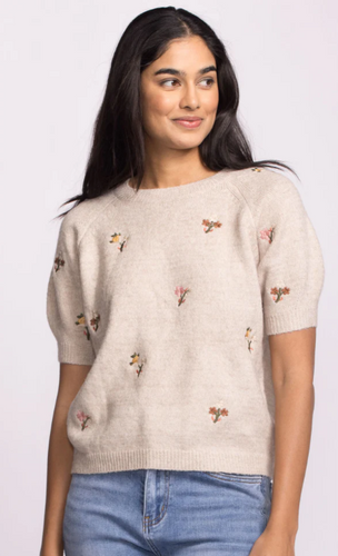 Alva Sweater in Beige with Embroidery