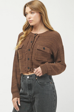 Two-Tone Cardigan in Brown
