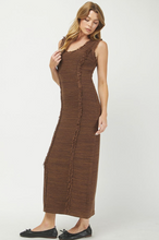 Two-Tone Sweater Maxi Dress in Brown