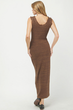 Two-Tone Sweater Maxi Dress in Brown
